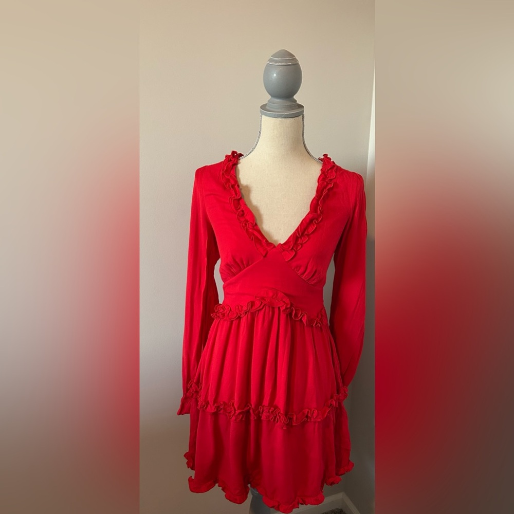 Elegant Red Ruffle Dress